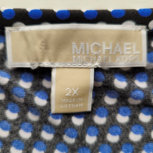 Michael Michael Kors Shift Dress Women's Plus Size 2X Blue Geometric Long Sleeve - Picture 3 of 12